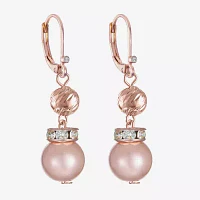 Monet Jewelry Rose Gold Glass Simulated Pearl Round Drop Earrings