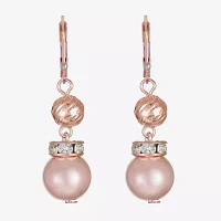 Monet Jewelry Rose Gold Glass Simulated Pearl Round Drop Earrings