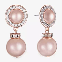 Monet Jewelry Rose Gold Glass Simulated Pearl Round Drop Earrings