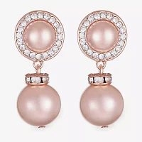 Monet Jewelry Rose Gold Glass Simulated Pearl Round Drop Earrings