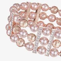 Monet Jewelry Rose Gold Glass Simulated Pearl Round Stretch Bracelet