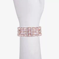 Monet Jewelry Rose Gold Glass Simulated Pearl Round Stretch Bracelet