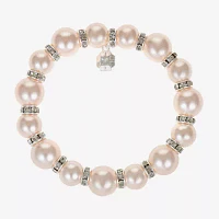 Monet Jewelry Timeless Womens Glass Simulated Pearl Round Stretch Bracelet