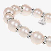 Monet Jewelry Timeless Womens Glass Simulated Pearl Round Stretch Bracelet
