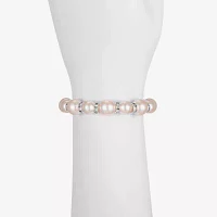 Monet Jewelry Timeless Womens Glass Simulated Pearl Round Stretch Bracelet