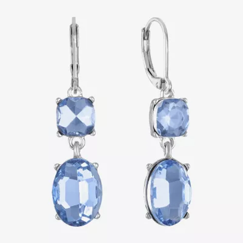 Monet Jewelry Double Glass Oval Drop Earrings