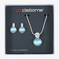 Liz Claiborne Pendant Necklace And Drop Earring 2-pc. Glass Round Jewelry Set