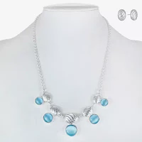 Liz Claiborne Collar Necklace And Stud Earring 2-pc. Glass Round Jewelry Set