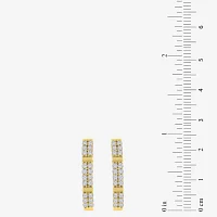 (H-I / I1) 1 CT. T.W. Lab Grown White Diamond 10K Gold 25.6mm Hoop Earrings