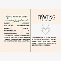 Floating Diamonds (F / Vs2) Womens 1 CT. T.W. Lab Grown White Diamond 14K White Gold Heart Pendant Necklaces