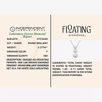 Floating Diamonds (F / Vs2) Womens CT. T.W. Lab Grown White Diamond 14K White Gold Round Pendant Necklaces