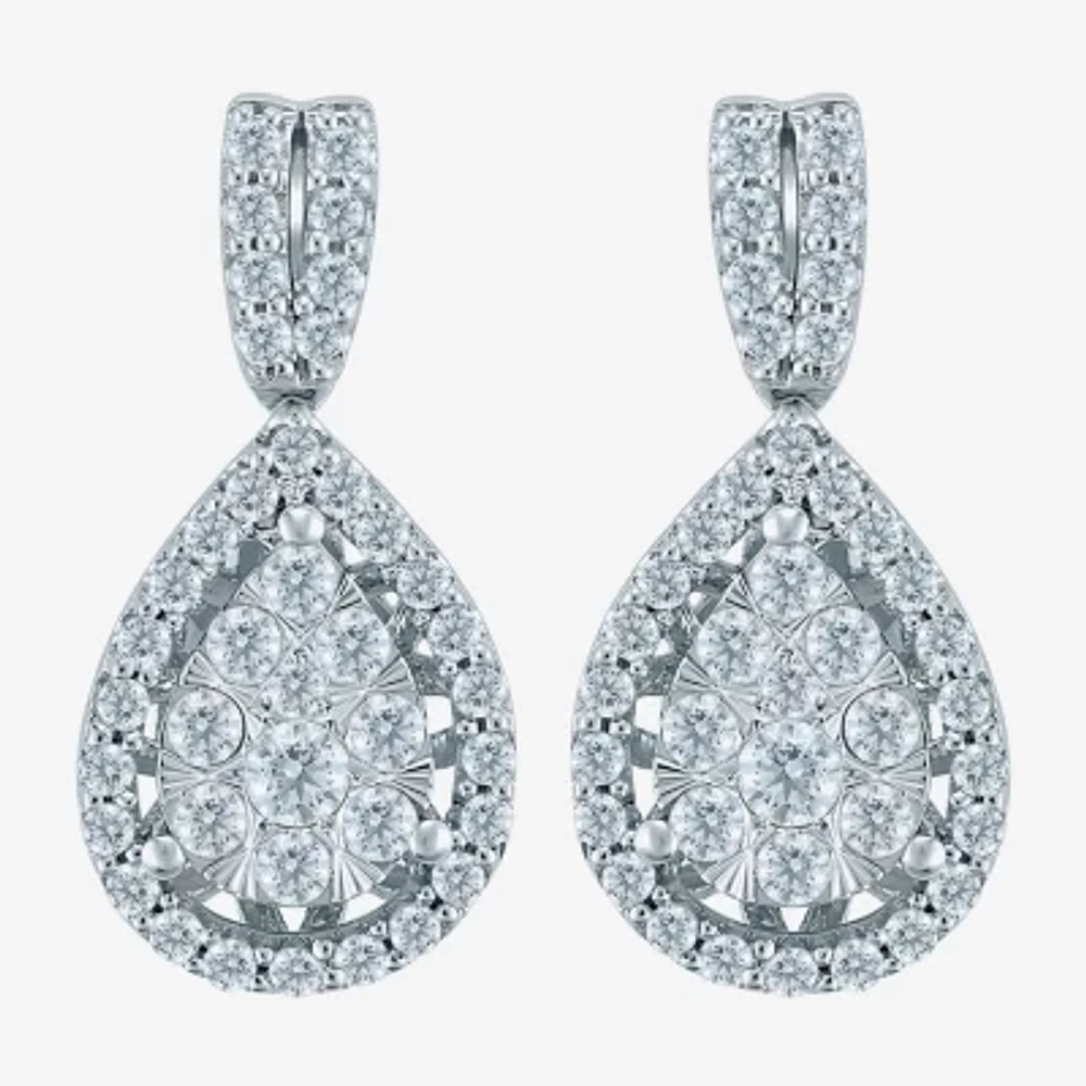 Diamond Blossom (H-I / I1) 1 CT. T.W. Lab Grown White Diamond 10K White Gold Pear Drop Earrings