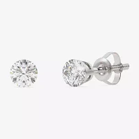 Floating Diamonds (F / Vs2) 1 CT. T.W. Lab Grown White Diamond 14K White Gold 5.4mm Round Stud Earrings