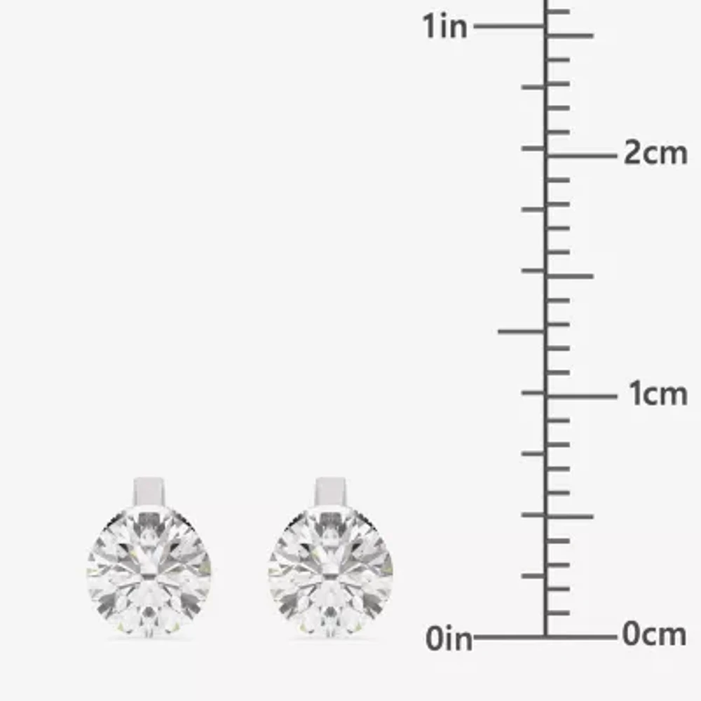 Floating Diamonds (F / Vs2) 1 CT. T.W. Lab Grown White Diamond 14K White Gold 5.4mm Round Stud Earrings