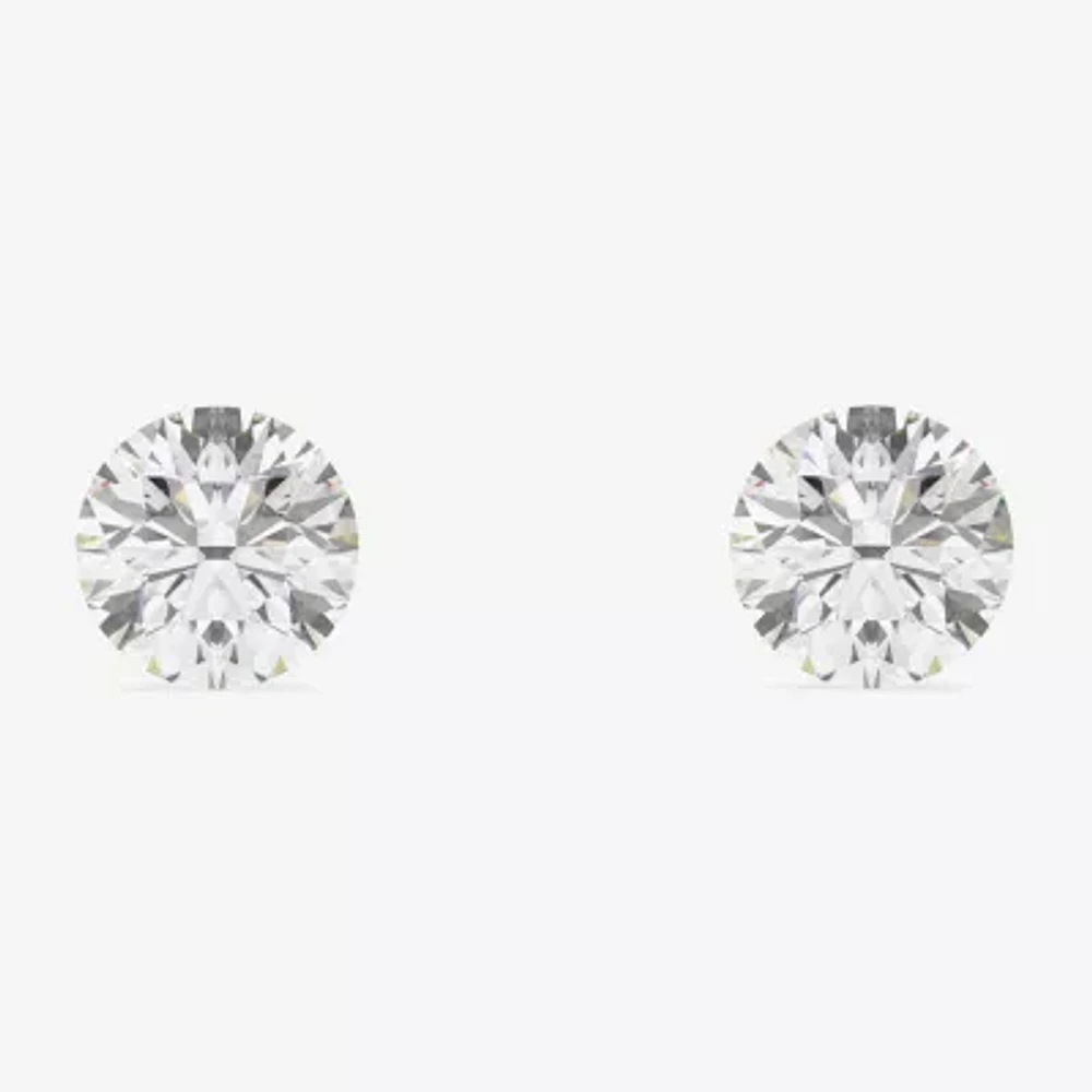 Floating Diamonds (F / Vs2) 1 CT. T.W. Lab Grown White Diamond 14K White Gold 5.4mm Round Stud Earrings