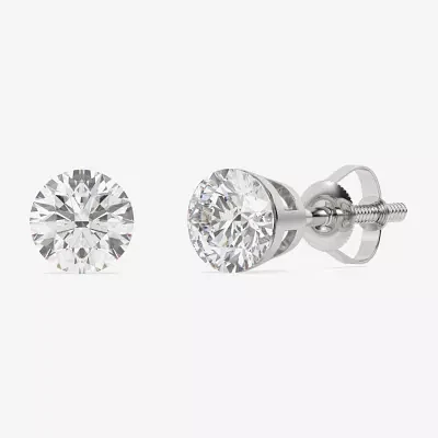 Floating Diamonds (F / Vs2) 2 CT. T.W. Lab Grown White Diamond 14K White Gold 6.7mm Round Stud Earrings