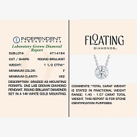 Floating Diamonds (F / Vs2) Womens 1 1/2 CT. T.W. Lab Grown White Diamond 14K White Gold Round Pendant Necklace