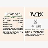 Floating Diamonds (F / Vs2) 2 CT. T.W. Lab Grown White Diamond 14K White Gold Round Jewelry Set