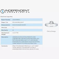 (I-J / I1) Womens 1/2 CT. Lab Grown White Diamond 10K Gold Round Solitaire Engagement Ring