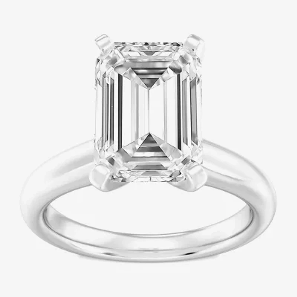 (F / VS1) Womens 5 CT. Lab-Grown White Diamond 14K Gold Emerald-cut Solitaire Engagement Ring