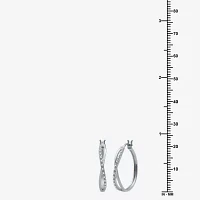 Yes, Please! 1/10 CT. T.W. Natural Diamond 14K Gold Over Silver 26.4mm Hoop Earrings