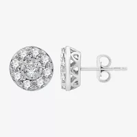 1 CT. T.W. Lab Grown White Diamond Sterling Silver 9.7mm Round Stud Earrings