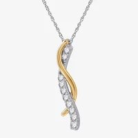 Womens 1/4 CT. T.W. Lab Grown White Diamond 14K Two Tone Gold Over Silver Sterling Silver Pendant Necklace