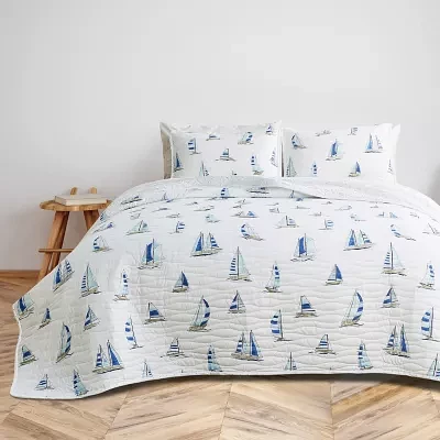 Reversible Coastal Print Quilt Set