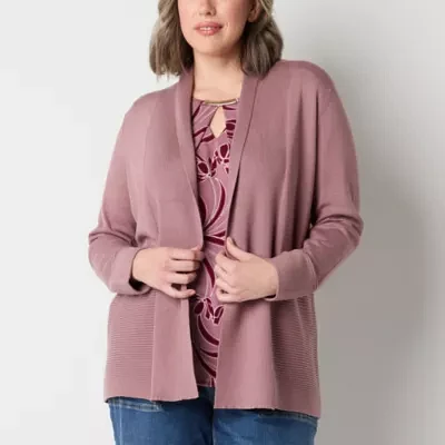 Liz Claiborne Womens Long Sleeve Open Front Cardigan