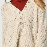 a.n.a Womens Y Neck Long Sleeve Pullover Sweater