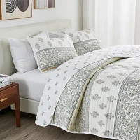 Linery Reversible Floral Stripe Print 2-pc. Quilt Set