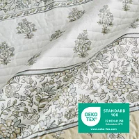 Reversible Floral Stripe Print Quilt Set