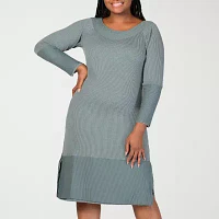 24seven Comfort Apparel Womens Long Sleeve Sweater Dress Plus