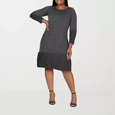 24seven Comfort Apparel Womens Long Sleeve Sweater Dress Plus