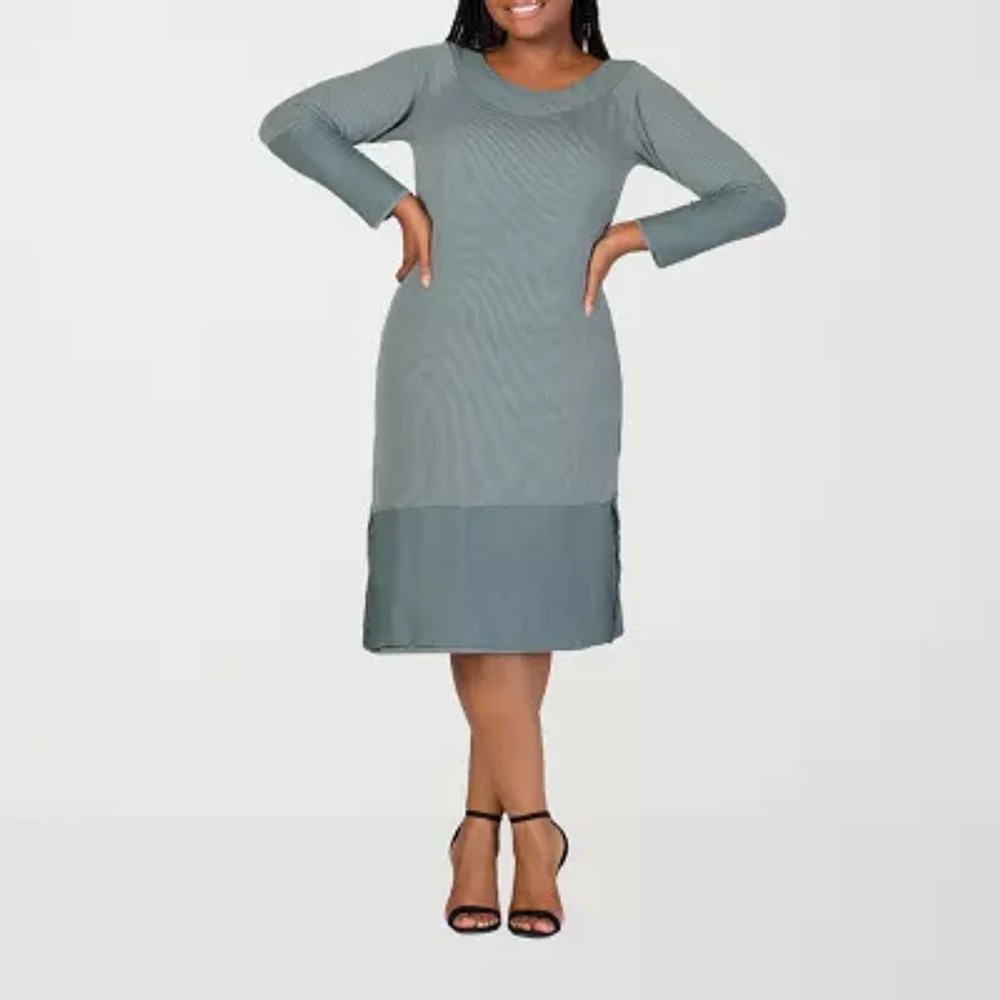 24seven Comfort Apparel Womens Long Sleeve Sweater Dress Plus