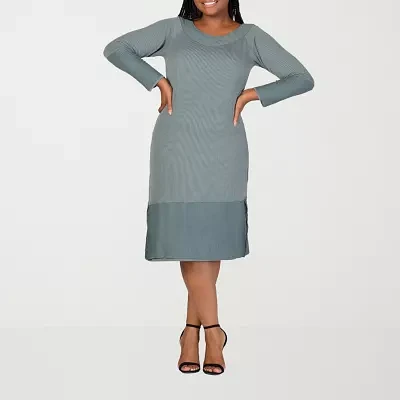 24seven Comfort Apparel Womens Long Sleeve Sweater Dress Plus