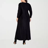 24seven Comfort Apparel Womens Long Sleeve Maxi Dress Plus