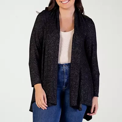 24seven Comfort Apparel Plus Womens Long Sleeve Open Front Cardigan