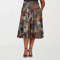 24seven Comfort Apparel Womens Midi A-Line Skirt-Plus