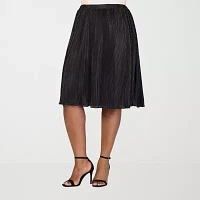 24seven Comfort Apparel Womens Midi A-Line Skirt-Plus