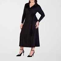 24seven Comfort Apparel Womens Long Sleeve Geometric Maxi Dress Plus