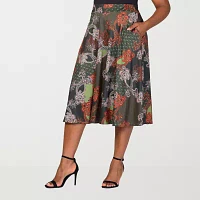 24seven Comfort Apparel Womens Midi A-Line Skirt-Plus