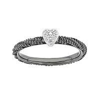 Personally Stackable Diamond-Accent Ruthenium Over Sterling Silver Stackable Heart Ring