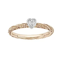 Personally Stackable Diamond-Accent 18K Rose Gold Over Silver Stackable Heart Ring