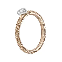 Personally Stackable Diamond-Accent 18K Rose Gold Over Silver Stackable Heart Ring