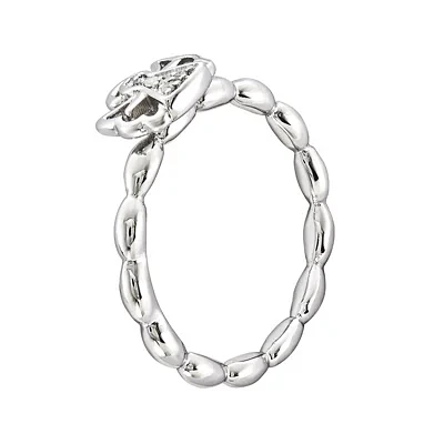 Personally Stackable Diamond-Accent Sterling Silver Stackable Angel Ring