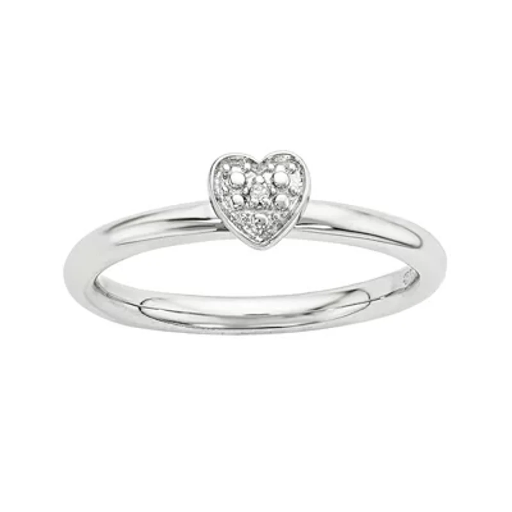 Personally Stackable Diamond-Accent Sterling Silver Heart Ring