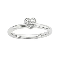 Personally Stackable Diamond-Accent Sterling Silver Heart Ring