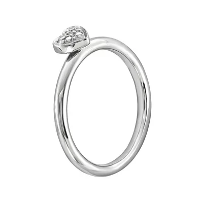 Personally Stackable Diamond-Accent Sterling Silver Heart Ring