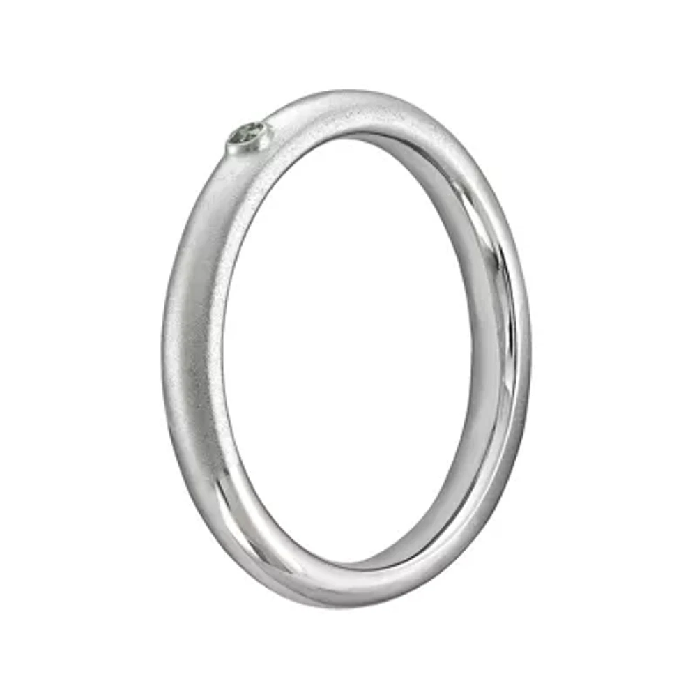 Personally Stackable Color-Enhanced Green Diamond-Accent Sterling Silver Stackable Ring